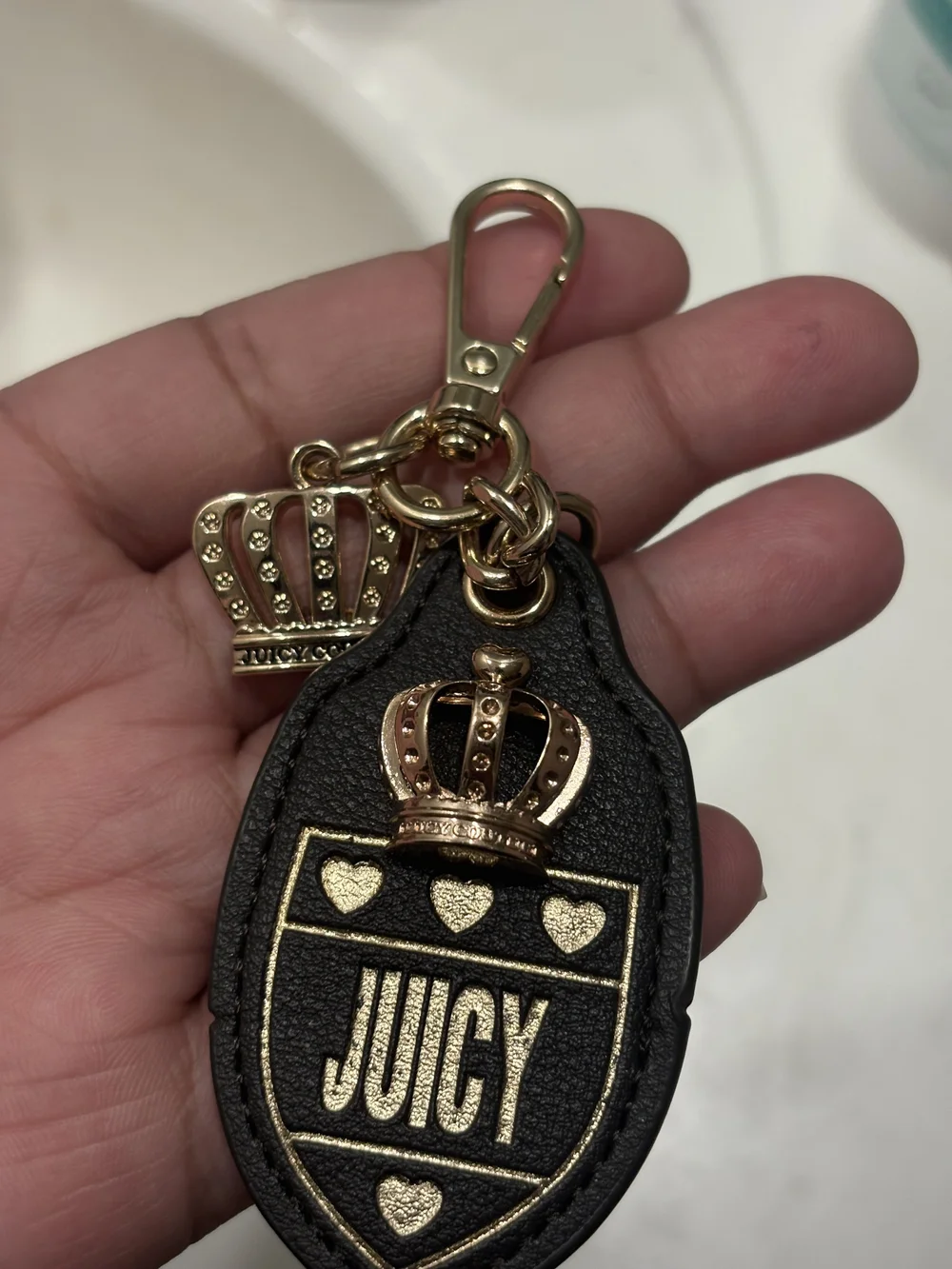 Juicy Couture Black & Gold Crown Shield Key Fob
